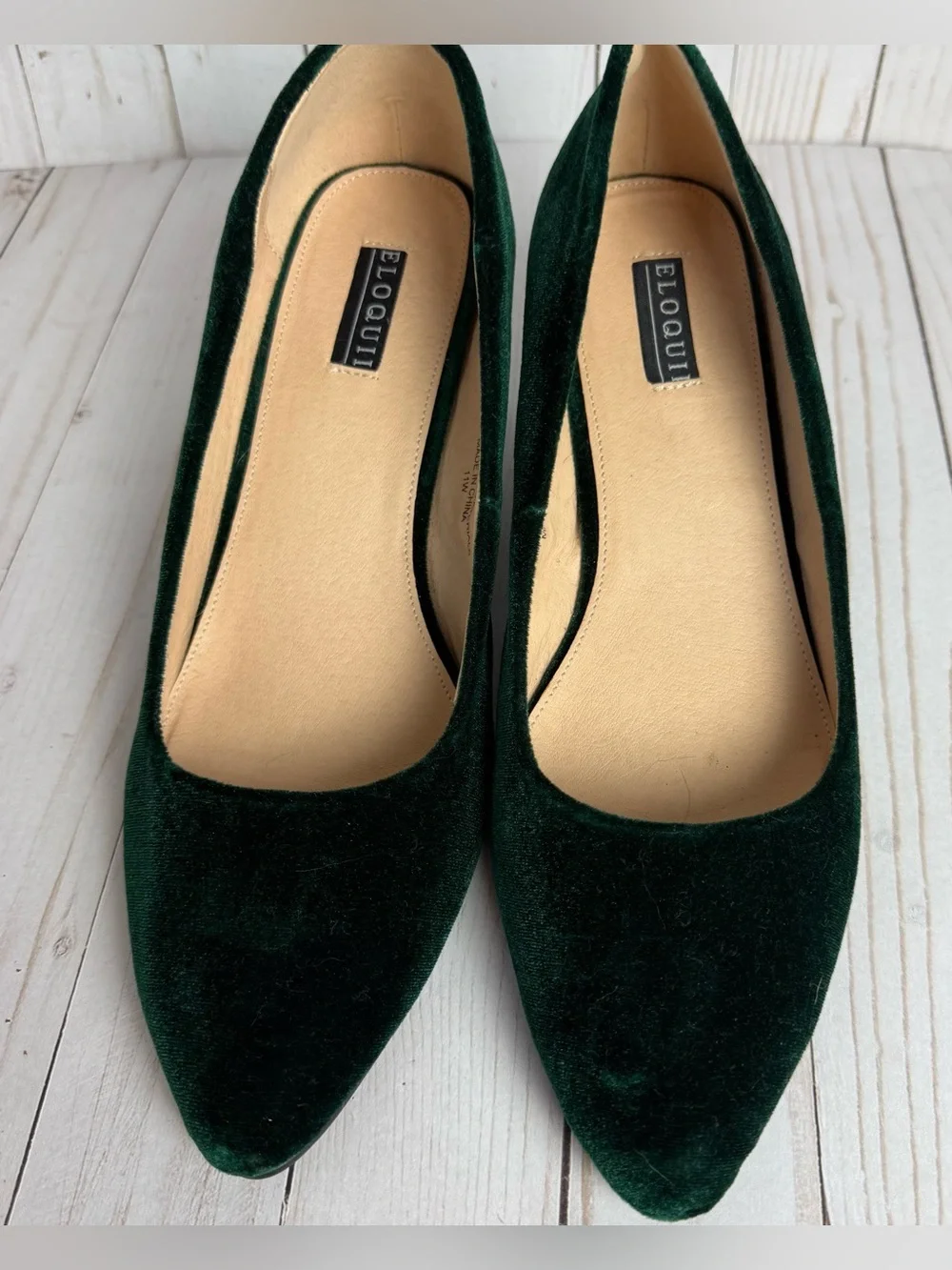 Eloquii Emerald Dark Green Velvet Block Heel Pumps Christmas Holidays